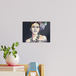 Frida - black background Wall Tile